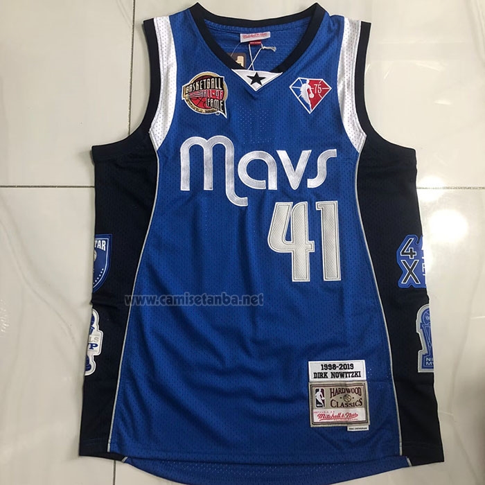 Camiseta Dallas Mavericks Kyrie Irving #41 Hall of Fame Mitchell & Ness 1998 Azul